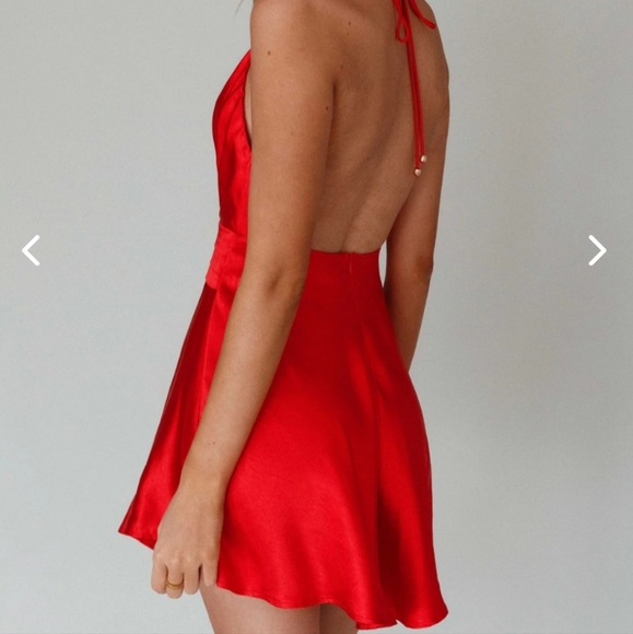 ANGEL BIBA BELLA NOTTE PLUNGING A-LINE MINI DRESS CHERRY - Picture 6 of 12